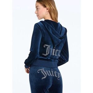 Juicy Couture Navy Velour Hoodie and Pants Set